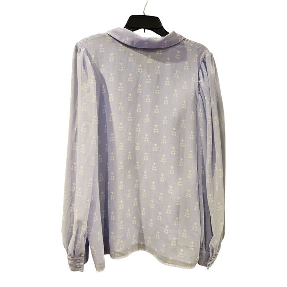 Ann Taylor Long Sleeve Button Down Light Purple Blouse - Picture 4 of 8